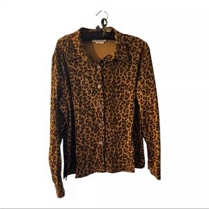 N Touch 90s Y2K Vintage Leopard Button Up Heavy Blouse Sz 16